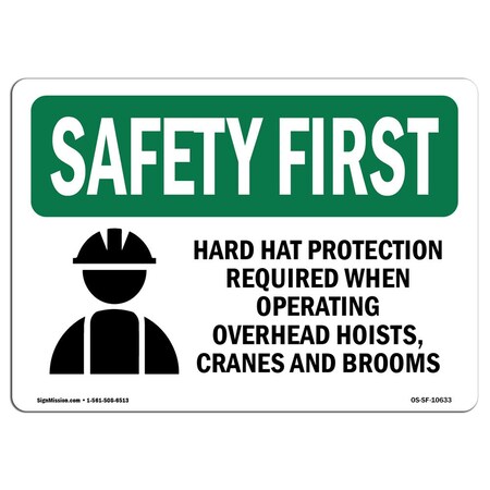 Signmission OSHA Sign, Hard Hat Protection Required W/ Symbol, 14in X 10in Aluminum, 14" W, 10" H, Landscape OS-SF-A-1014-L-10633